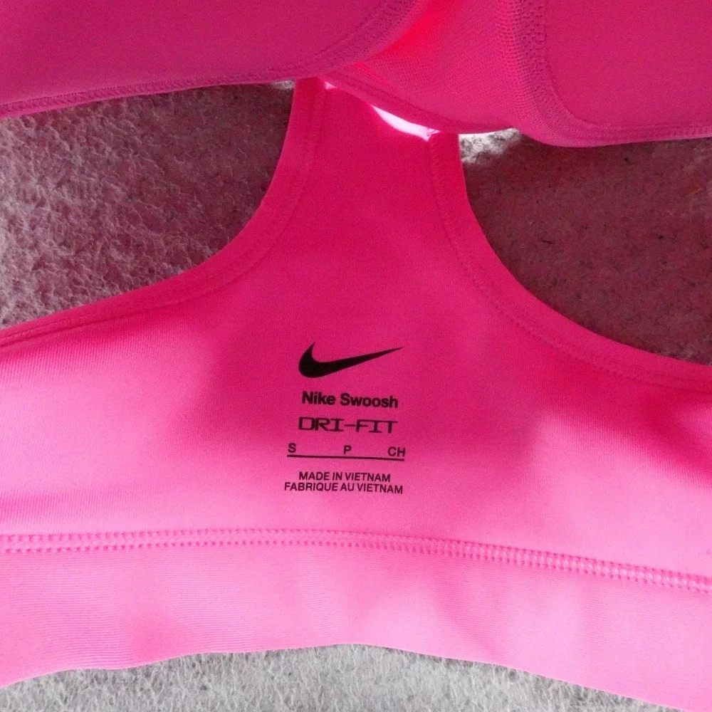 Nike Womens Swoosh Dri FIT Racerback Sports Bra Small Pink NEW